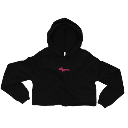 Michigan Upper Peninsula Hoodie (w/ Embroidered Pink UP Outline) | Premium Cropped