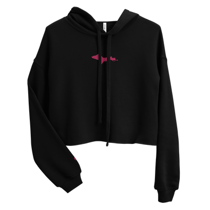 Michigan Upper Peninsula Hoodie (w/ Embroidered Pink UP Outline) | Premium Cropped