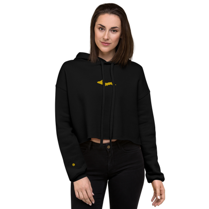 Michigan Upper Peninsula Hoodie (w/ Embroidered Gold UP Outline) | Premium Cropped