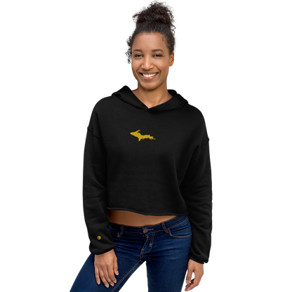 Michigan Upper Peninsula Hoodie (w/ Embroidered Gold UP Outline) | Premium Cropped