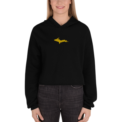 Michigan Upper Peninsula Hoodie (w/ Embroidered Gold UP Outline) | Premium Cropped