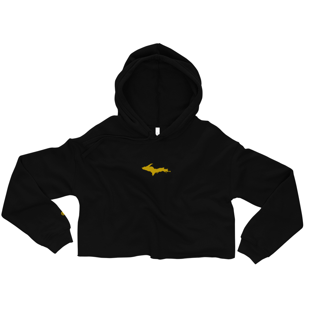 Michigan Upper Peninsula Hoodie (w/ Embroidered Gold UP Outline) | Premium Cropped