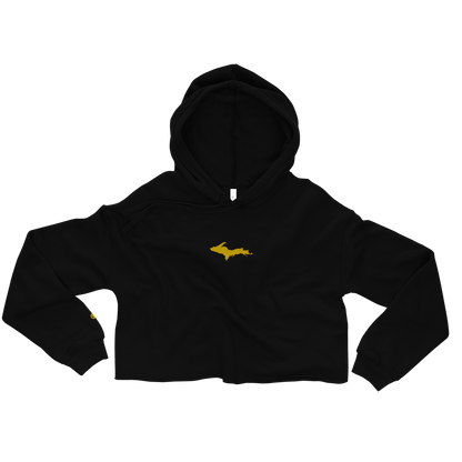 Michigan Upper Peninsula Hoodie (w/ Embroidered Gold UP Outline) | Premium Cropped