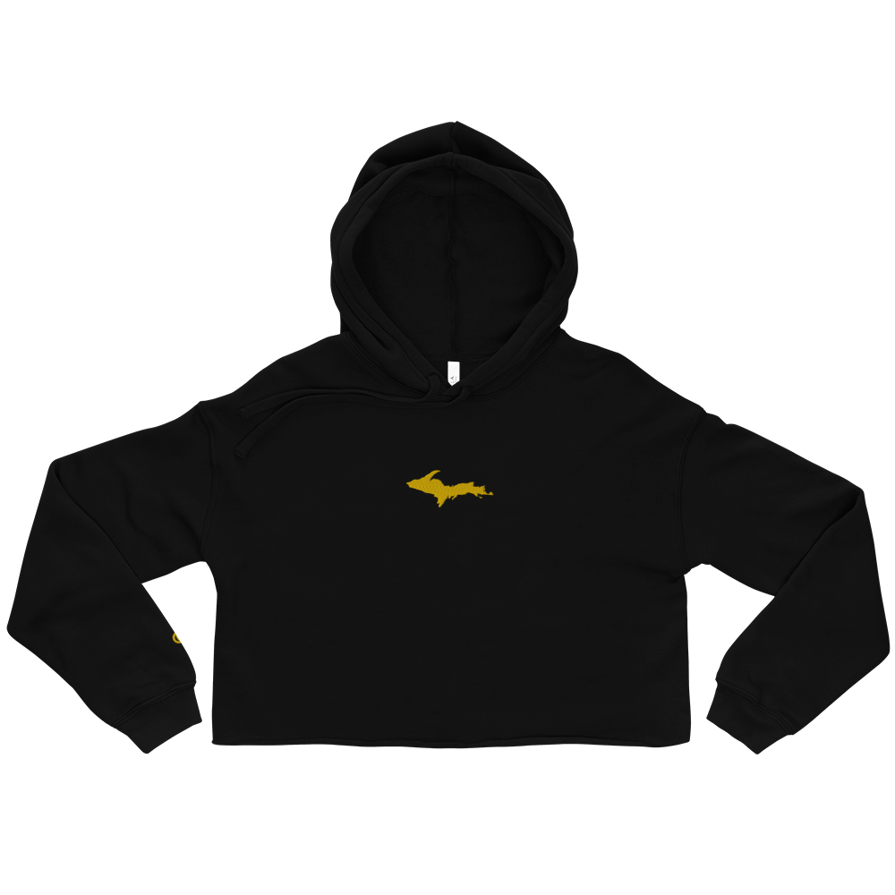 Michigan Upper Peninsula Hoodie (w/ Embroidered Gold UP Outline) | Premium Cropped