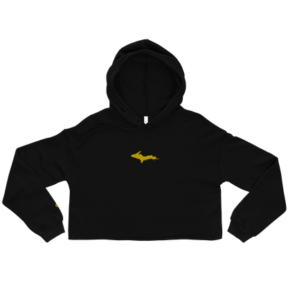 Michigan Upper Peninsula Hoodie (w/ Embroidered Gold UP Outline) | Premium Cropped