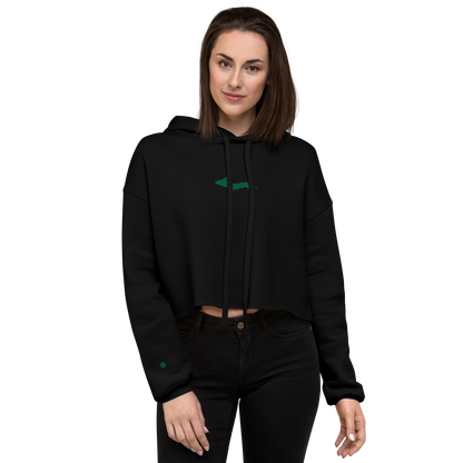 Michigan Upper Peninsula Hoodie (w/ Embroidered Green UP Outline) | Premium Cropped