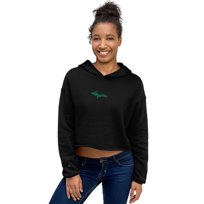 Michigan Upper Peninsula Hoodie (w/ Embroidered Green UP Outline) | Premium Cropped