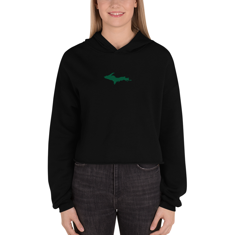 Michigan Upper Peninsula Hoodie (w/ Embroidered Green UP Outline) | Premium Cropped