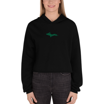 Michigan Upper Peninsula Hoodie (w/ Embroidered Green UP Outline) | Premium Cropped