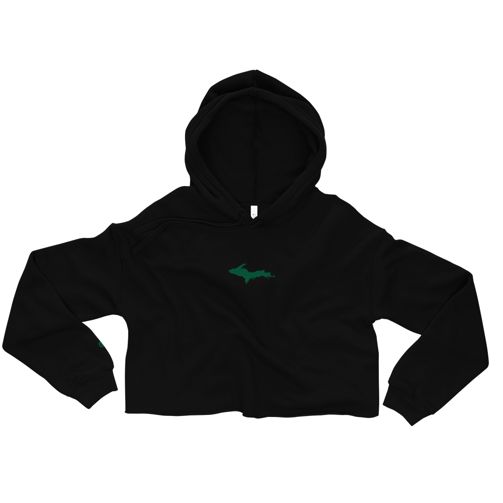 Michigan Upper Peninsula Hoodie (w/ Embroidered Green UP Outline) | Premium Cropped