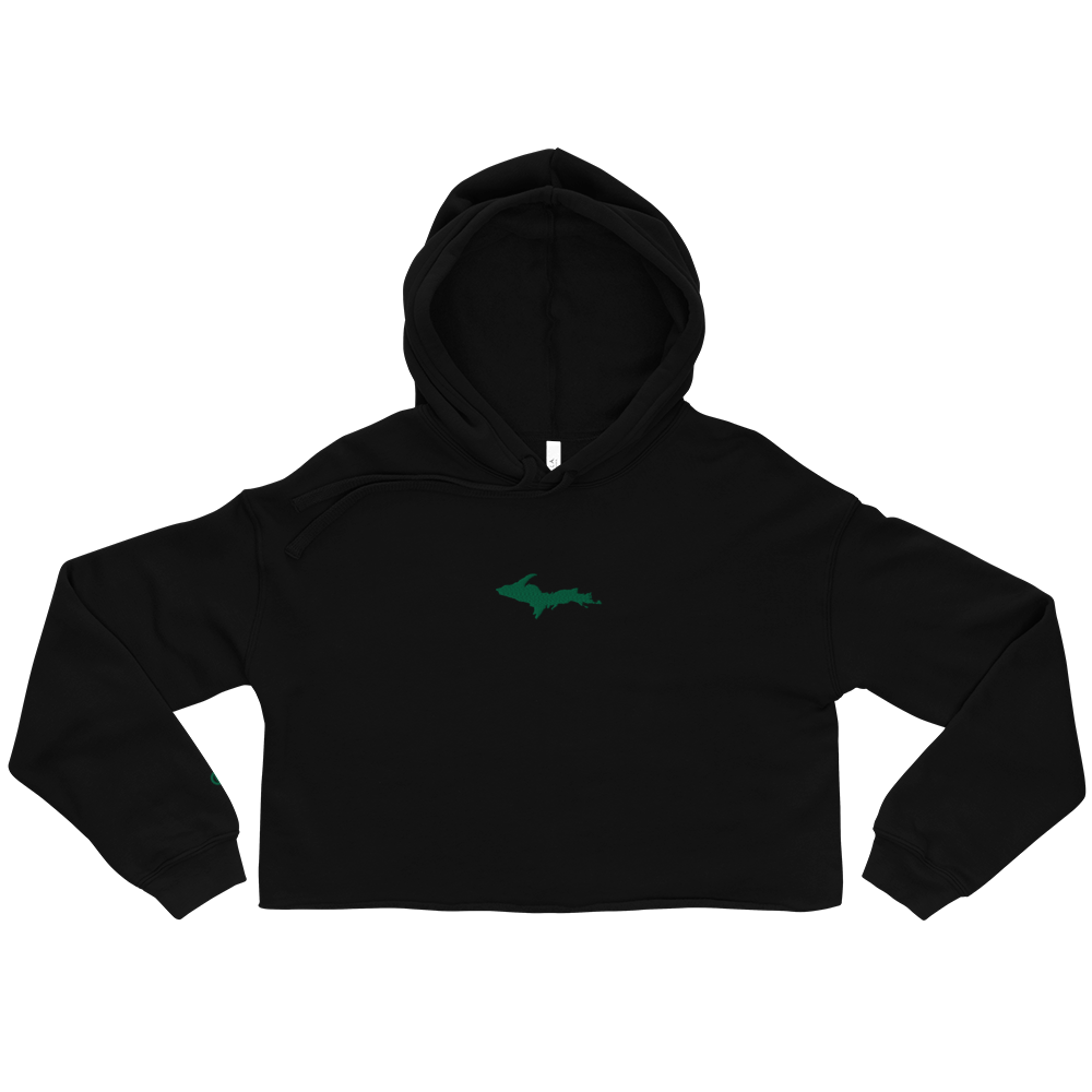 Michigan Upper Peninsula Hoodie (w/ Embroidered Green UP Outline) | Premium Cropped