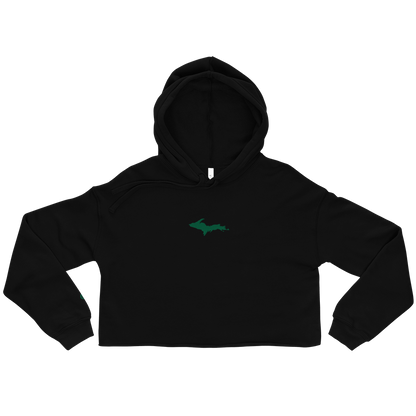 Michigan Upper Peninsula Hoodie (w/ Embroidered Green UP Outline) | Premium Cropped