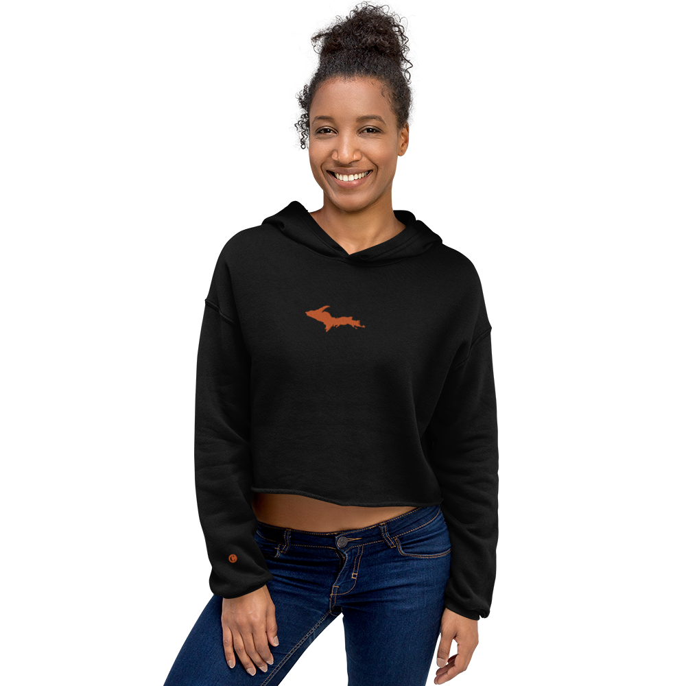 Michigan Upper Peninsula Hoodie (w/ Embroidered Orange UP Outline) | Premium Cropped