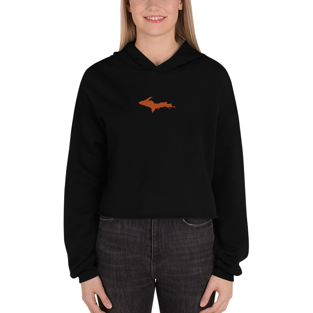 Michigan Upper Peninsula Hoodie (w/ Embroidered Orange UP Outline) | Premium Cropped