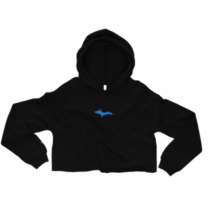 Michigan Upper Peninsula Hoodie (w/ Embroidered Azure UP Outline) | Premium Cropped