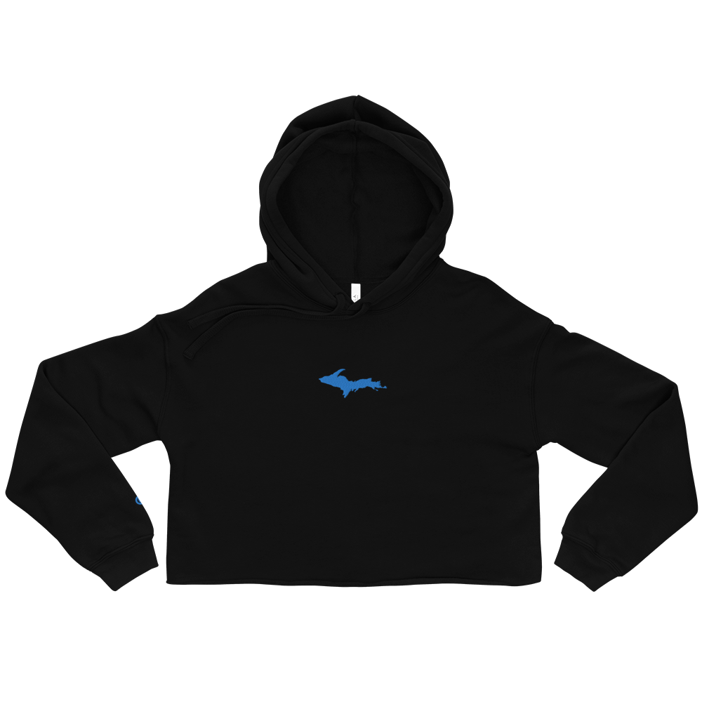 Michigan Upper Peninsula Hoodie (w/ Embroidered Azure UP Outline) | Premium Cropped