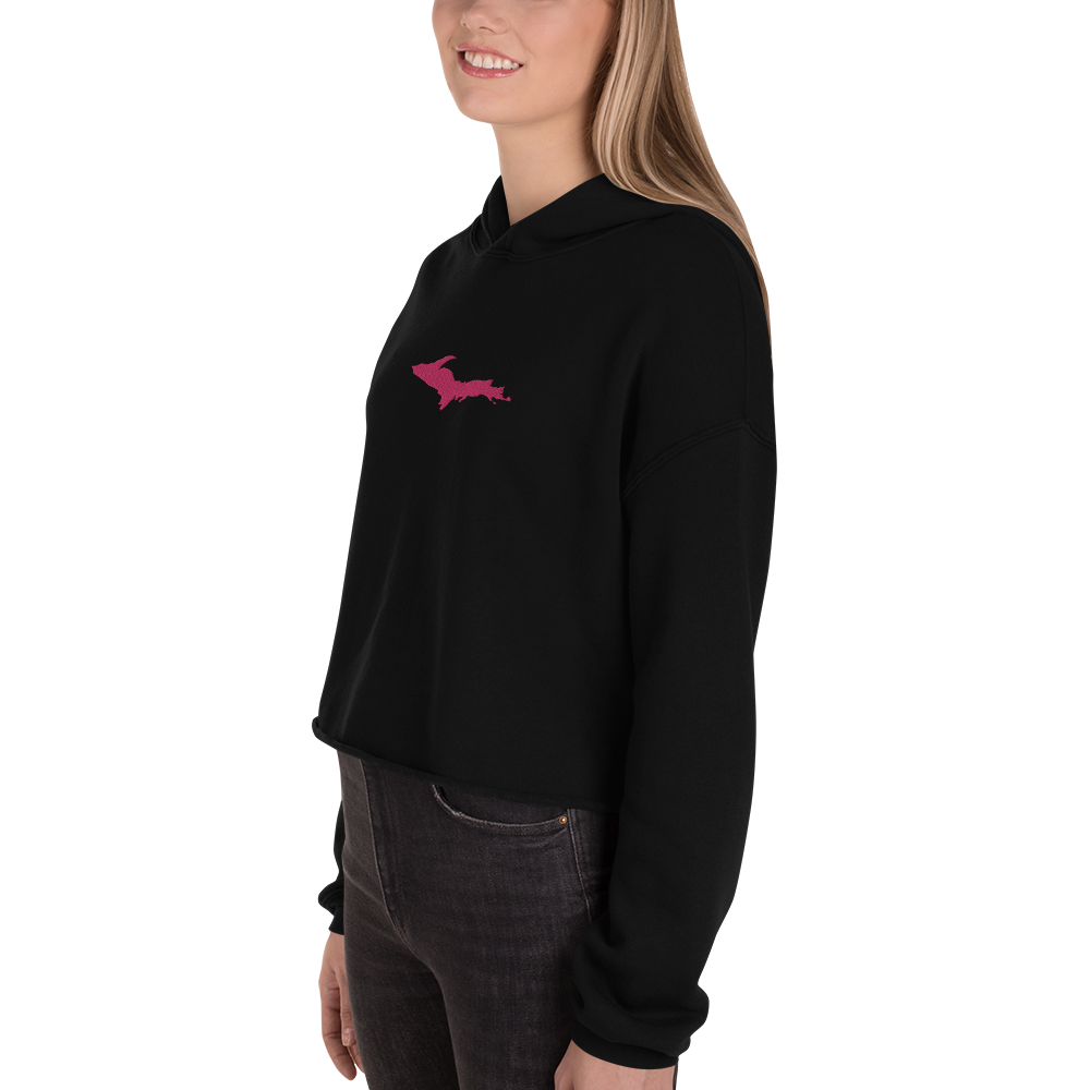 Michigan Upper Peninsula Hoodie (w/ Embroidered Pink UP Outline) | Premium Cropped