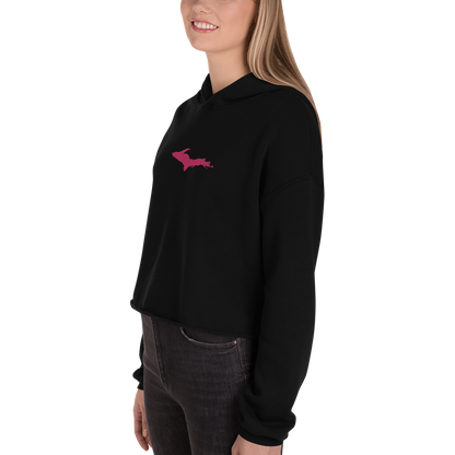 Michigan Upper Peninsula Hoodie (w/ Embroidered Pink UP Outline) | Premium Cropped