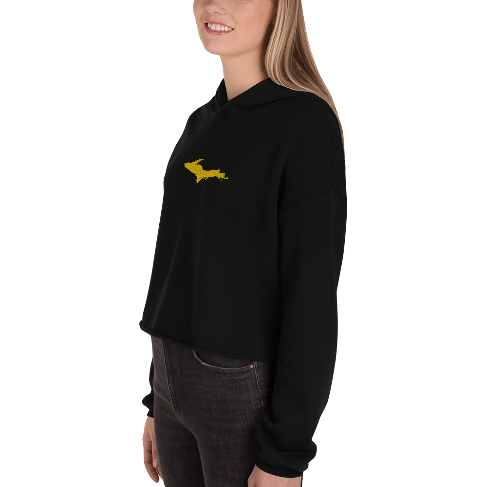 Michigan Upper Peninsula Hoodie (w/ Embroidered Gold UP Outline) | Premium Cropped