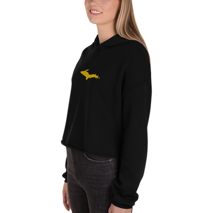 Michigan Upper Peninsula Hoodie (w/ Embroidered Gold UP Outline) | Premium Cropped