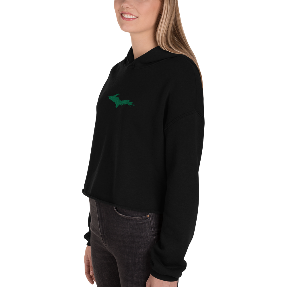 Michigan Upper Peninsula Hoodie (w/ Embroidered Green UP Outline) | Premium Cropped