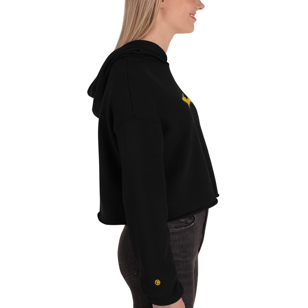 Michigan Upper Peninsula Hoodie (w/ Embroidered Gold UP Outline) | Premium Cropped