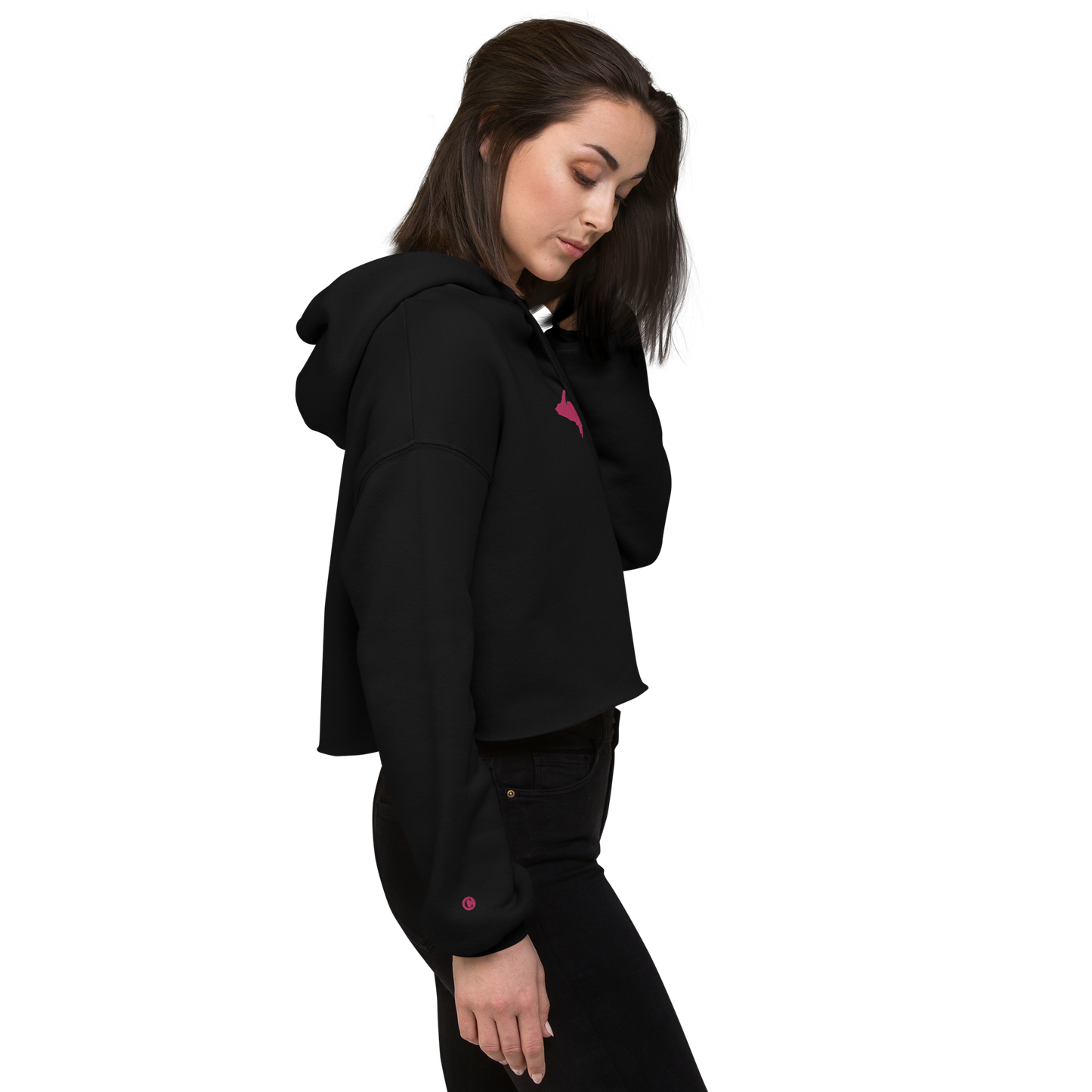 Michigan Upper Peninsula Hoodie (w/ Embroidered Pink UP Outline) | Premium Cropped