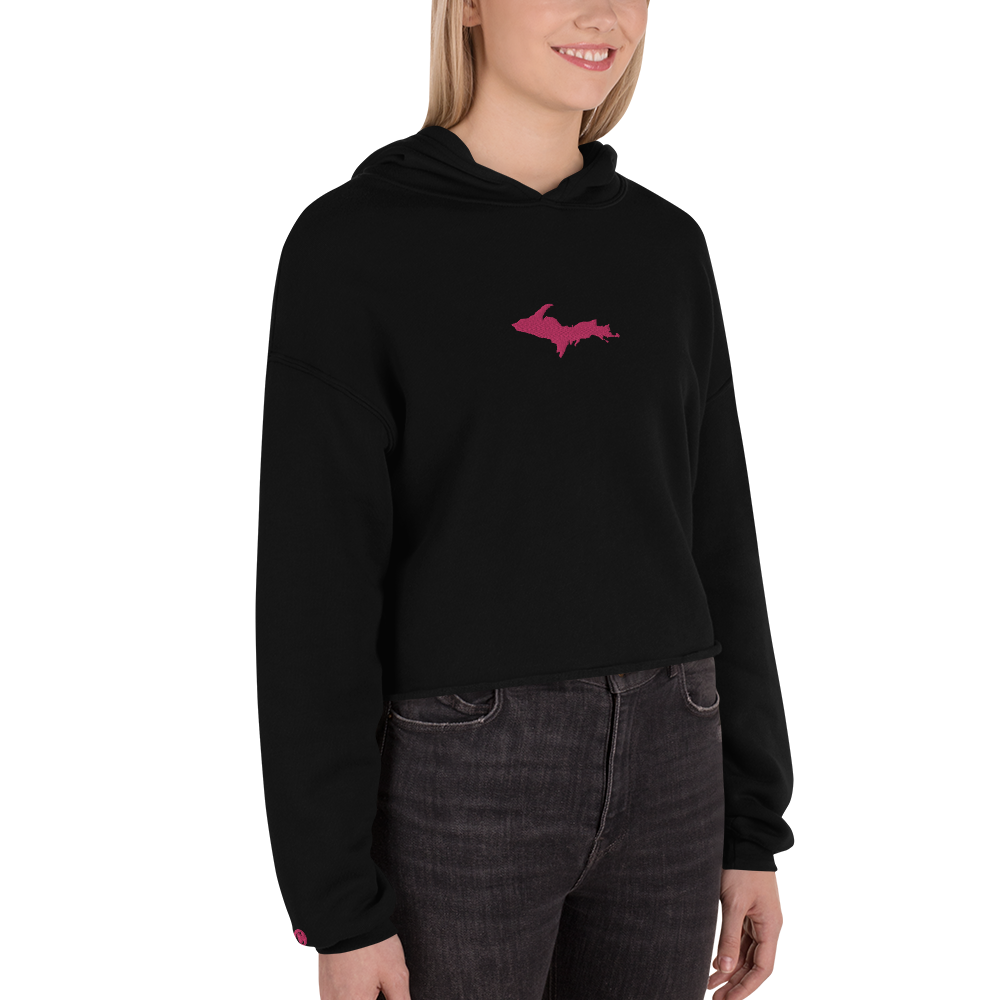 Michigan Upper Peninsula Hoodie (w/ Embroidered Pink UP Outline) | Premium Cropped