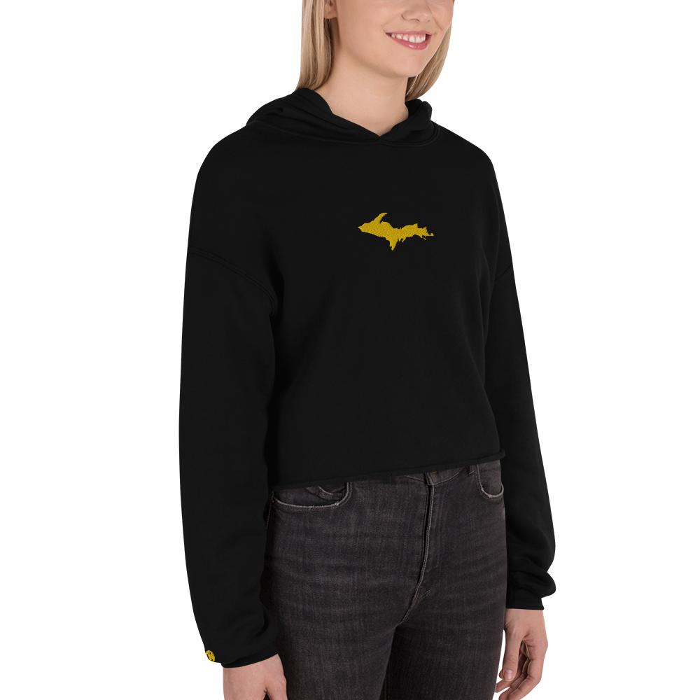 Michigan Upper Peninsula Hoodie (w/ Embroidered Gold UP Outline) | Premium Cropped