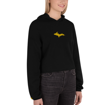 Michigan Upper Peninsula Hoodie (w/ Embroidered Gold UP Outline) | Premium Cropped