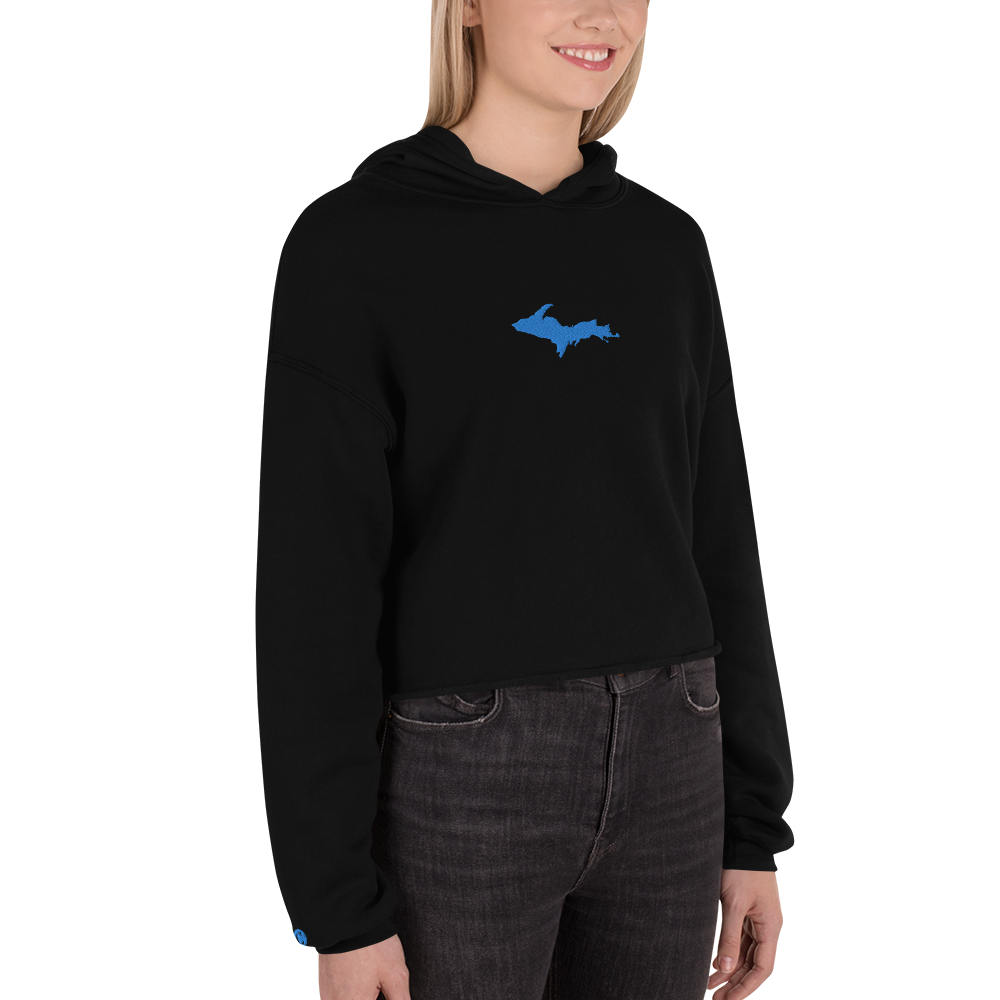 Michigan Upper Peninsula Hoodie (w/ Embroidered Azure UP Outline) | Premium Cropped