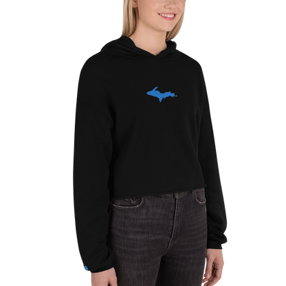 Michigan Upper Peninsula Hoodie (w/ Embroidered Azure UP Outline) | Premium Cropped