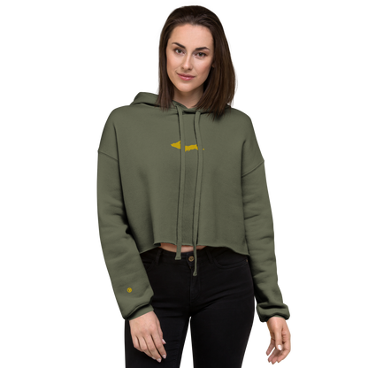 Michigan Upper Peninsula Hoodie (w/ Embroidered Gold UP Outline) | Premium Cropped