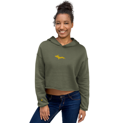 Michigan Upper Peninsula Hoodie (w/ Embroidered Gold UP Outline) | Premium Cropped