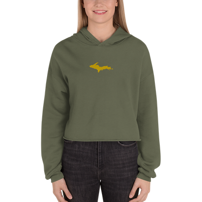 Michigan Upper Peninsula Hoodie (w/ Embroidered Gold UP Outline) | Premium Cropped