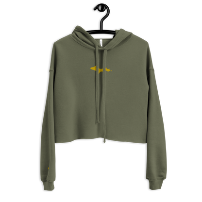 Michigan Upper Peninsula Hoodie (w/ Embroidered Gold UP Outline) | Premium Cropped