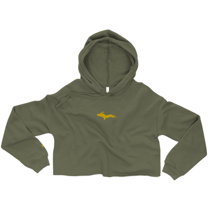 Michigan Upper Peninsula Hoodie (w/ Embroidered Gold UP Outline) | Premium Cropped