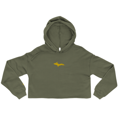 Michigan Upper Peninsula Hoodie (w/ Embroidered Gold UP Outline) | Premium Cropped