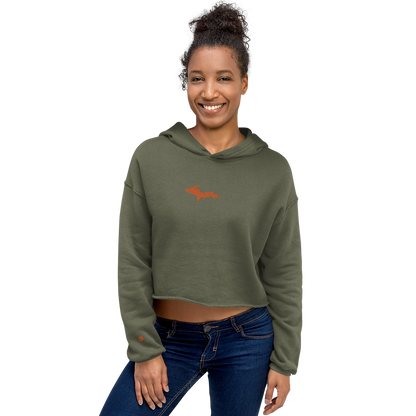 Michigan Upper Peninsula Hoodie (w/ Embroidered Orange UP Outline) | Premium Cropped