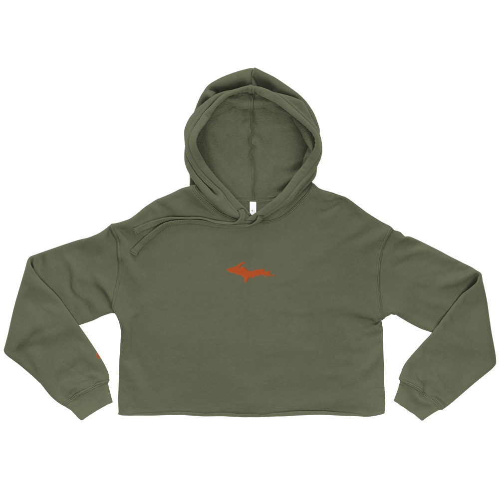 Michigan Upper Peninsula Hoodie (w/ Embroidered Orange UP Outline) | Premium Cropped