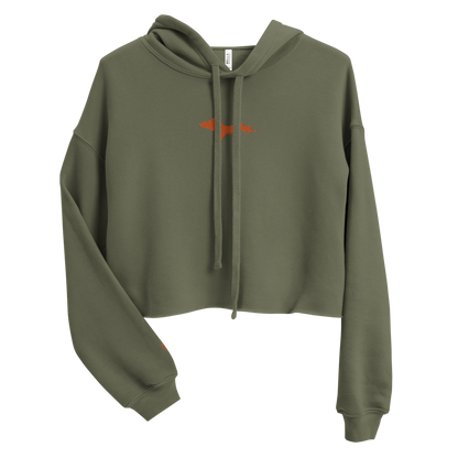 Michigan Upper Peninsula Hoodie (w/ Embroidered Orange UP Outline) | Premium Cropped