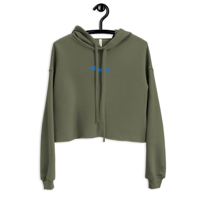 Michigan Upper Peninsula Hoodie (w/ Embroidered Azure UP Outline) | Premium Cropped