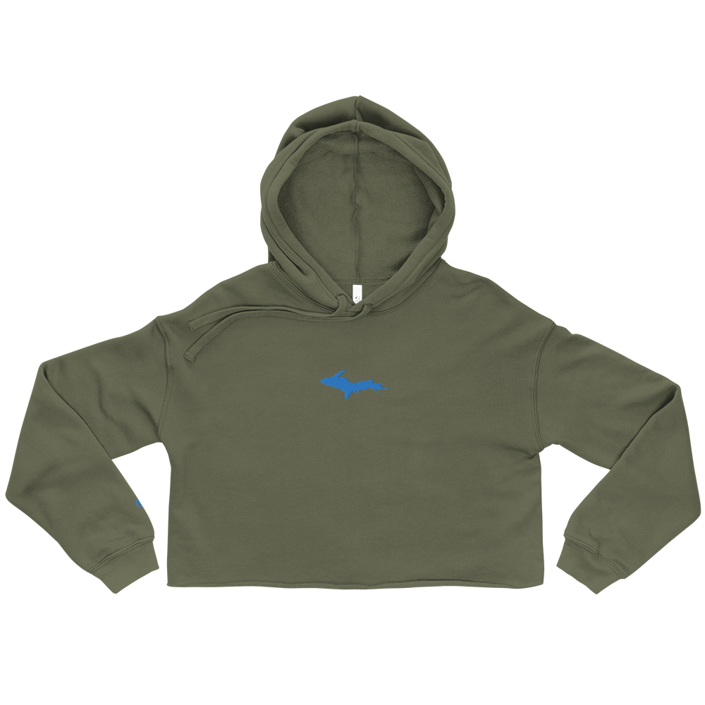 Michigan Upper Peninsula Hoodie (w/ Embroidered Azure UP Outline) | Premium Cropped