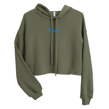 Michigan Upper Peninsula Hoodie (w/ Embroidered Azure UP Outline) | Premium Cropped