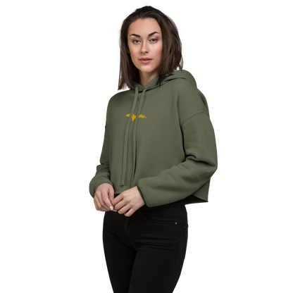 Michigan Upper Peninsula Hoodie (w/ Embroidered Gold UP Outline) | Premium Cropped