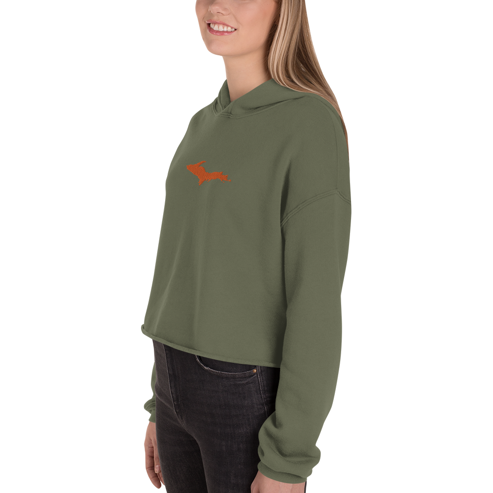 Michigan Upper Peninsula Hoodie (w/ Embroidered Orange UP Outline) | Premium Cropped