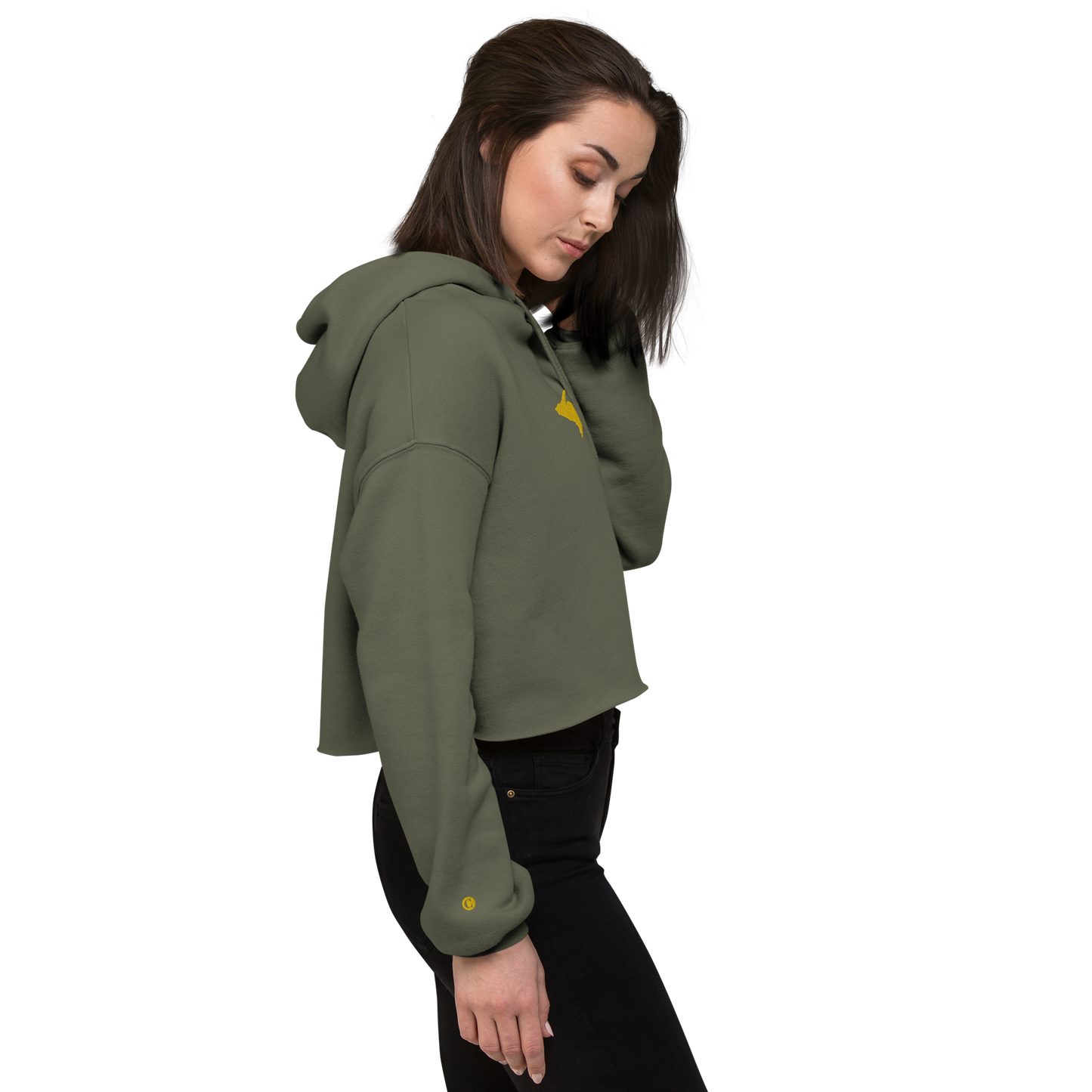 Michigan Upper Peninsula Hoodie (w/ Embroidered Gold UP Outline) | Premium Cropped