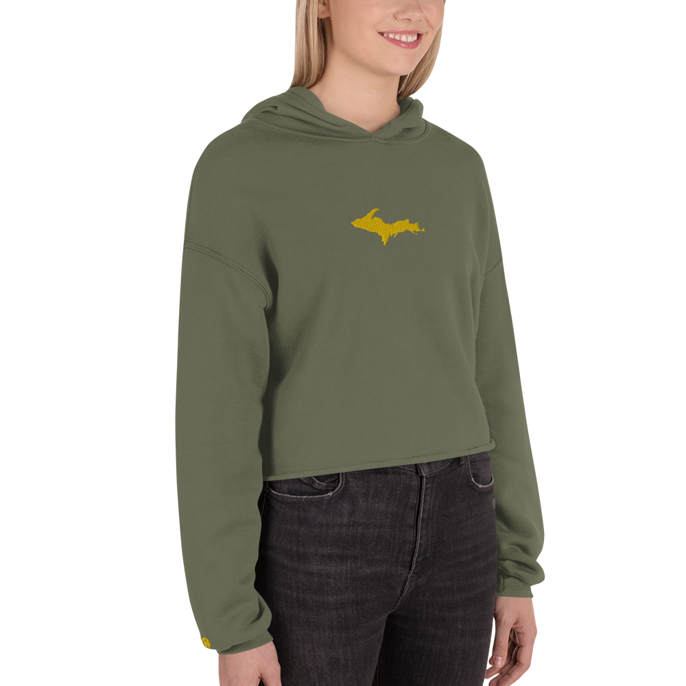 Michigan Upper Peninsula Hoodie (w/ Embroidered Gold UP Outline) | Premium Cropped