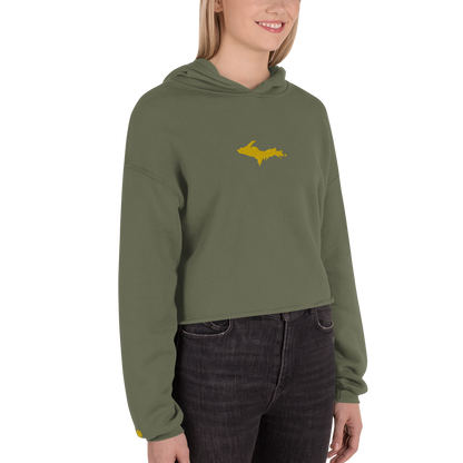 Michigan Upper Peninsula Hoodie (w/ Embroidered Gold UP Outline) | Premium Cropped