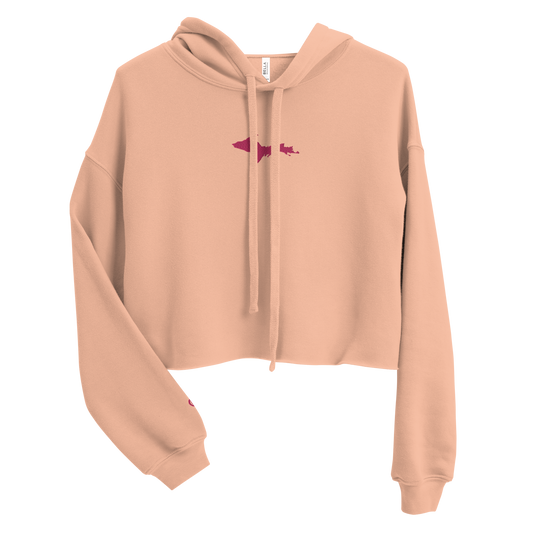 Michigan Upper Peninsula Hoodie (w/ Embroidered Pink UP Outline) | Premium Cropped